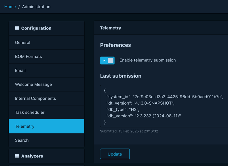 Telemetry preferences